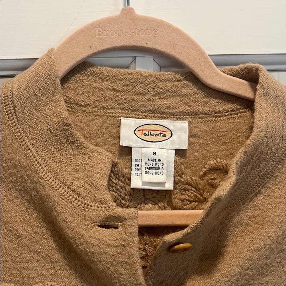 Talbots Brown Embroidered Wool Cardigan Vintage - Picture 2 of 8